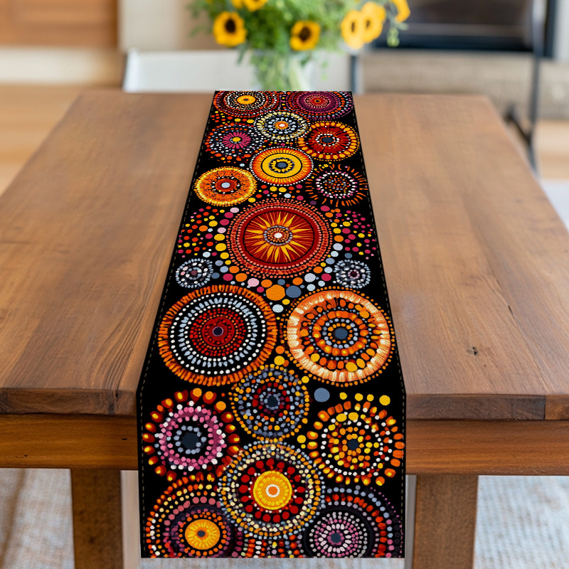 Christmas Table Runner - Mandala Nokta Sanatı Masa Örtüsü Tek