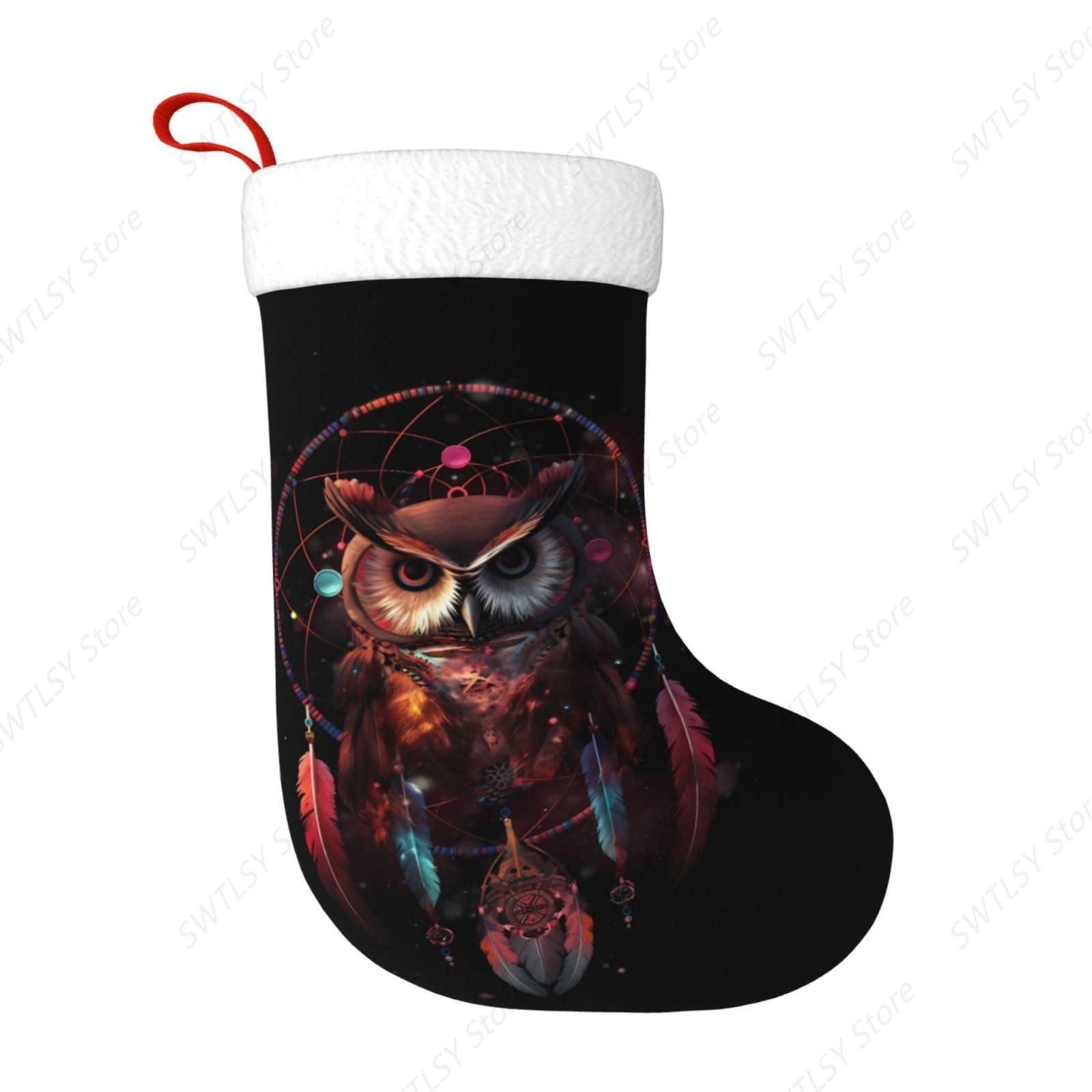 Christmas Stocking Hanging - Baykuş Gökkuşağı Yakalayıcısı Büyük Noel Çorabı,