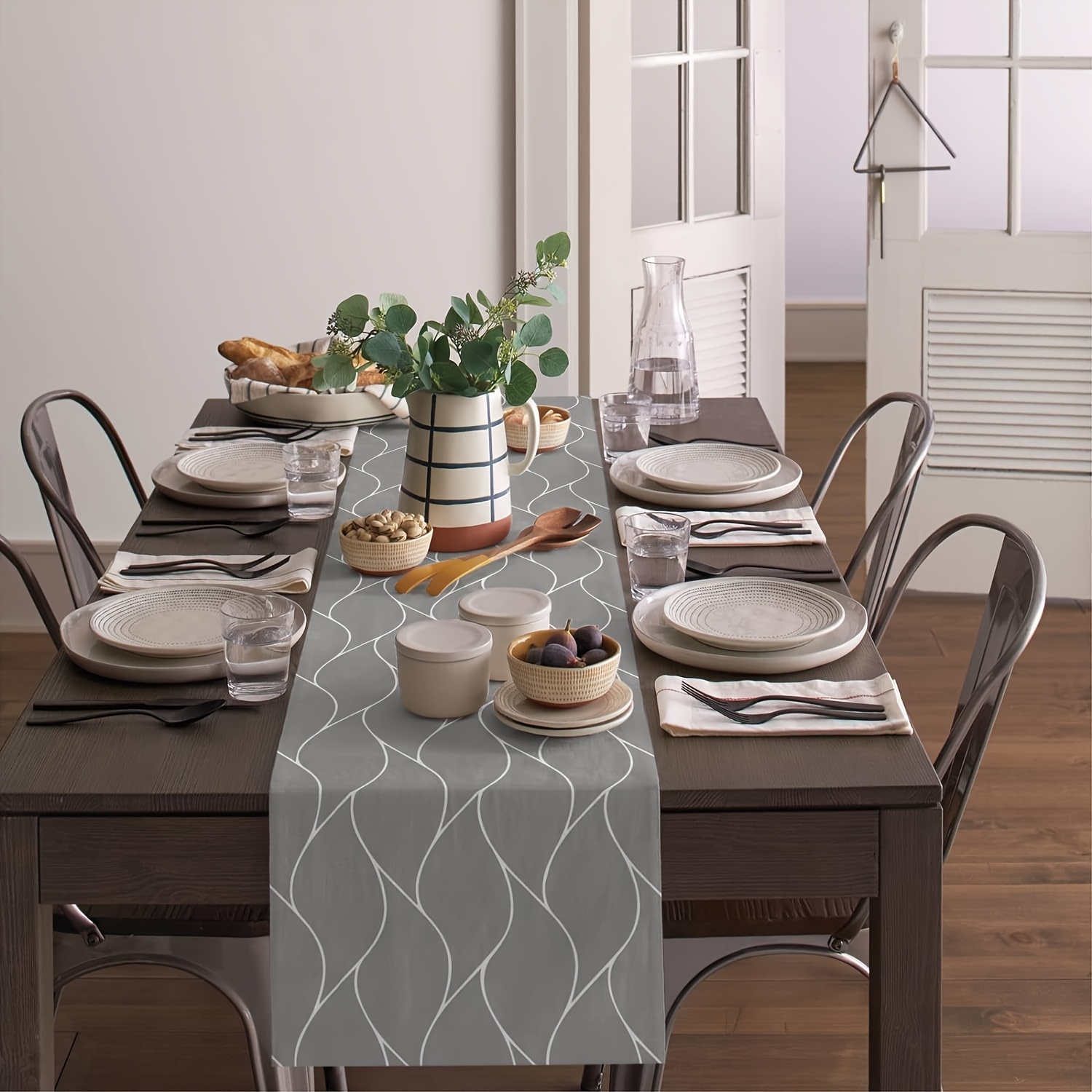 1 adet Gri Masa Koşucu yemek m - Christmas Table Runner incelemesi ve fiyatı