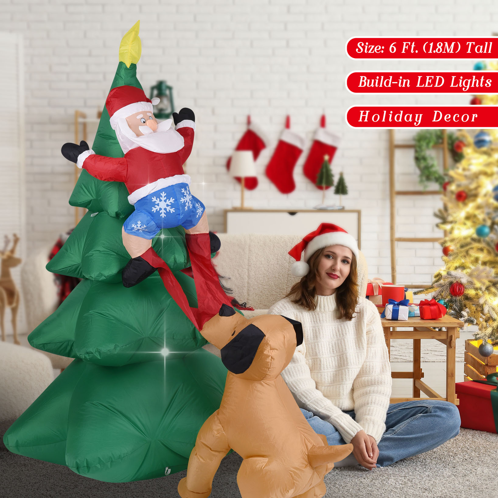 Noel Şişme Köpek, Noel Baba il - Christmas Lights Outdoor incelemesi ve fiyatı
